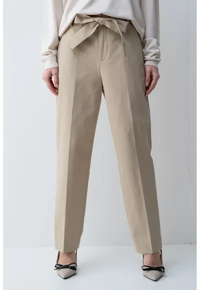 Pantaloni mom-fit din amestec de lyocell - Maro camel