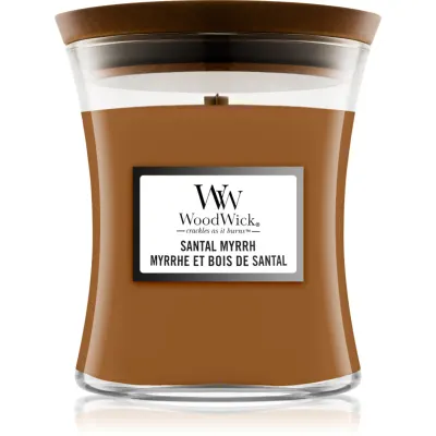 Woodwick Santal Myrrh lumânare parfumată cu fitil din lemn 275 g