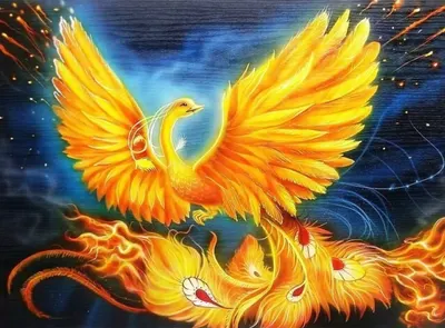Pictură mozaic cu diamante MagicArt: Premium - Phoenix aprins, 30 x 40 cm, cu mărgele rotunde + AB