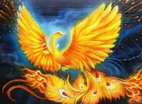 Pictură mozaic cu diamante MagicArt: Premium - Phoenix aprins, 30 x 40 cm, cu mărgele rotunde + AB