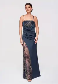 Rochie de seara maxi LA-OM-DLR291 - Albastru inchis