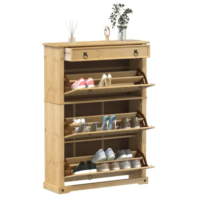 vidaXL Dulap pantofi "Corona", 99x32x85 cm, lemn masiv de pin