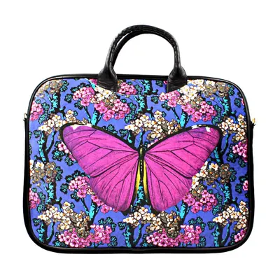 Geantă pentru laptop, colorată, pentru damă, din catifea, BUTTERFLY 14"