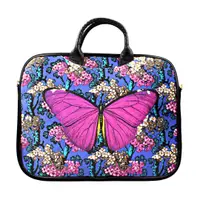 Geantă pentru laptop, colorată, pentru damă, din catifea, BUTTERFLY 14"