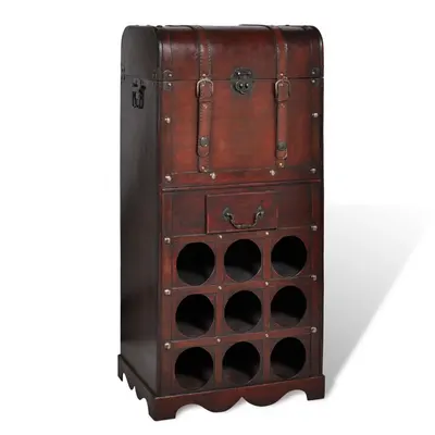 vidaXL Suport sticle vin pentru 9 sticle, lemn, spațiu de depozitare