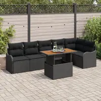 Set canapea gradina Gossi 7 piese cu perne negru ratan poliester, canapea gradina Gossi 2 persoane cu depozitare si perne negru ratan poliester