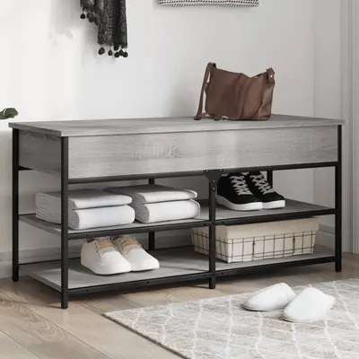 vidaXL Bancă de pantofi, gri sonoma, 100x42,5x50 cm, lemn prelucrat