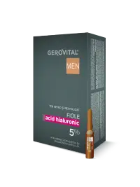 Fiole Cu Acid Hialuronic 5% Pentru Bărbați Tratament Intensiv De Hidratare Pentru Un Ten Neted și Revitalizat, Gerovital Men, 10 Fiole X 2 Ml