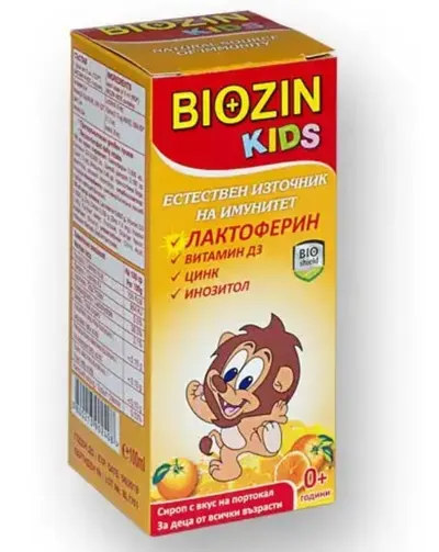 Biozin Kids Sirop, portocală, 100 ml, BioShield