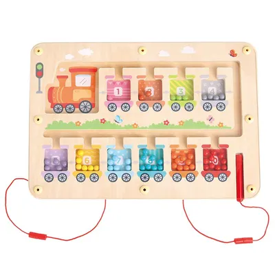 Dublă tablă educațională Lelin - Labirint magnetic cu tren