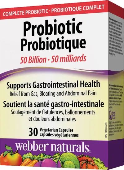 Probiotic 50 Billion, 30 capsule vege, Webber Naturals