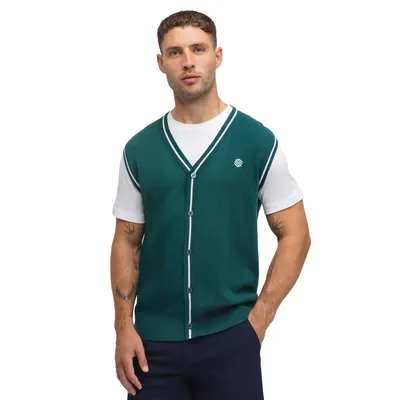 Vesta de pentru bărbați, tricotată, cu decolteu în v Carnoustie Teal Verde