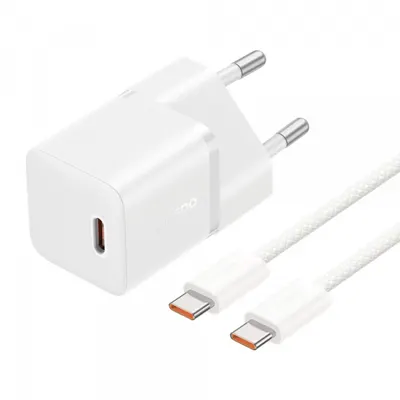 Incarcator Retea Cu Cablu USB-C Baseus GaN5, 20W, 3A, 1 x USB-C, Alb P10110900213-01