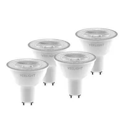 Set 4 Becuri Yeelight LED GU10 Smart Bulb W1, White, 4.8W, 350 lm - Default Title