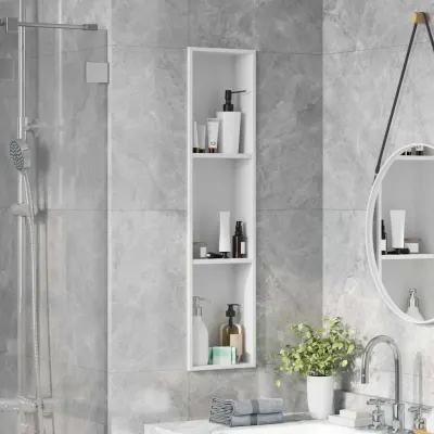 vidaXL Nisă de Duș Alb 90 x 20 x 9,5 cm Oţel inoxidabil