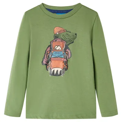 Tricou pentru copii cu mâneci lungi, kaki deschis, 116