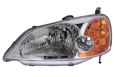 Far fata Stanga (H4, manual, fara motoras, culoare insert: cromat, culoare semnalizator: galben) potrivit HONDA CIVIC VII
