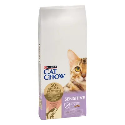 Hrana uscata pentru pisici Cat Chow Sensitive, Somon 15kg