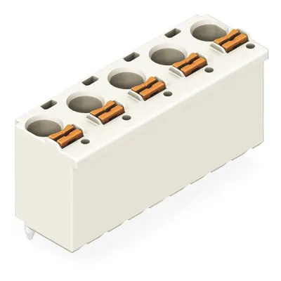 1-conductor THR female header; 1.4 mm Ø solder pin; straight; 2.5 mm²; Pin spacing 7.5 mm; 5-pole; 2,50 mm²; light gray