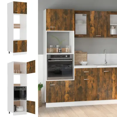vidaXL Dulap cuptor microunde “Lyon” stejar afumat 60x57x207cm