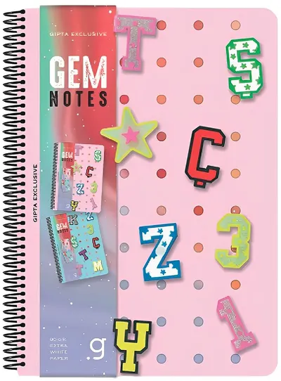 Caiet spiralat Gipta Gem Notes - A5, 80 foi, rânduri largi, sortiment