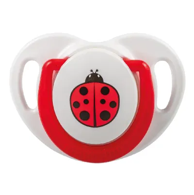 mamajoo Suzeta cu design ortodontic din silicon si cutie de depozitare, Buburuza & cutie rosie 6m+, 1 buc