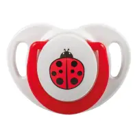 mamajoo Suzeta cu design ortodontic din silicon si cutie de depozitare, Buburuza & cutie rosie 6m+, 1 buc