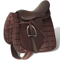 vidaXL Set echitație cu șa 40,6 cm din piele naturală Maro