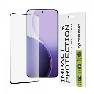 Folie de protectie Ecran Techsuit pentru Oppo Reno14 F, Sticla Securizata, Full Glue, 111D, Neagra