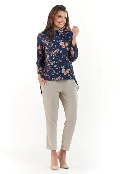 Bluza de dama eleganta lejera cu guler - - Bleumarin