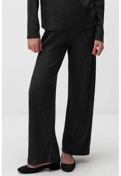 Pantaloni din tricot cu croiala ampla si model texturat - Gri antracit