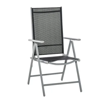 Outsunny Scaun de Grădină Pliabil cu Spătar Reglabil din Aluminiu, 65x55x107 cm, Negru | Aosom Romania