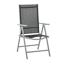 Outsunny Scaun de Grădină Pliabil cu Spătar Reglabil din Aluminiu, 65x55x107 cm, Negru | Aosom Romania