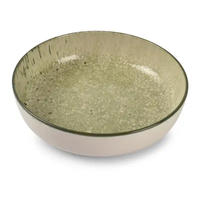 Farfurie verde/crem adâncă din gresie ø 18,5 cm Gravel – ONA
