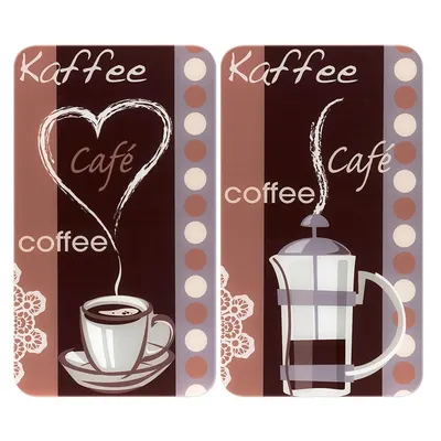 Set 2 protecții din sticlă pentru aragaz Maximex Coffee, 52 x 30 cm