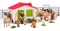 Set de joacă Faunica - Fermă cu animale și accesorii, 48 de piese