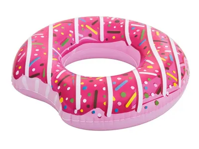 Colac gonflabil Bestway Donut Roz diametru 107 cm, pentru copii peste 12 ani, Material PVC durabil, rezistent la soare si apa sarata, Kit de reparatie inclus