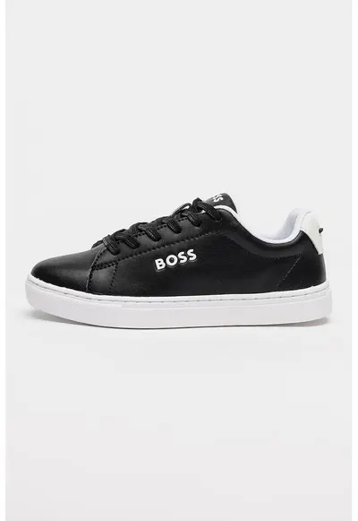 Pantofi sport din piele cu sireturi - Negru