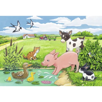 Puzzle 2x12 piese - Pui de Animale la Ferma