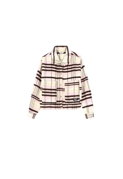 Jacheta tip camasa pentru fete - model carouri - poliester - multicolor