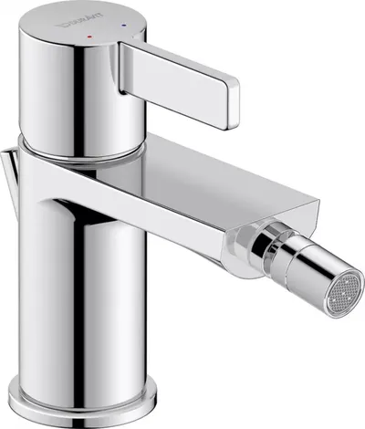 Baterie bideu Duravit D-Neo DE2400001010, marime S, cartus ceramic, 135 mm, set evacuare cu tija, ventil, Crom