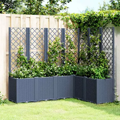 vidaXL Jardinieră de grădină cu spalier, albastru gri, 160x120x140 cm, PP