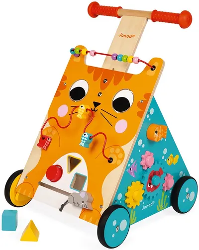 Antemergator multifunctional din lemn Janod - Pisica
