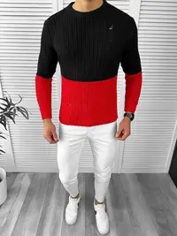 Pulover barbati gros slim fit rosu T3577 i12-1
