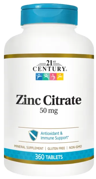 Zinc Citrate, 50 mg, 360 tablete, 21st Century