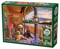 Puzzle Cobble Hill cu 1000 de piese - Casă lângă lac