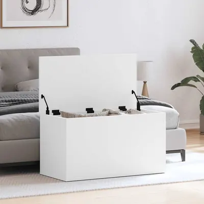 vidaXL Cufăr de depozitare, alb, 84x42x46 cm, lemn compozit
