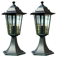 Gossi lampi de gradina, 2 buc., verde inchis/negru, aluminiu