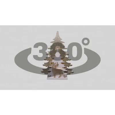 Brad LED de Craciun cu cerb, auriu, cu baterii Timer 6+18h,10LED, 3000K, 2xAA