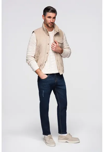 Blugi regular fit cu detalii deteriorate - Bleumarin